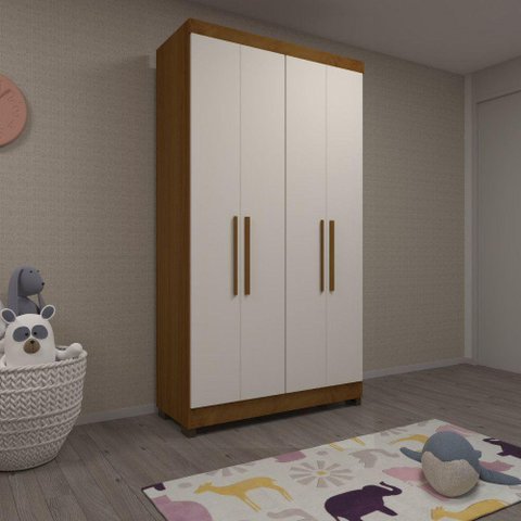 Guarda Roupa Casal 4 Portas C/Pés Gênova Freijó C/Areia