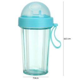 Garrafa De Canudo Duplo 2 Compartimento Com Tampa 2 Em 1 Azul - 6