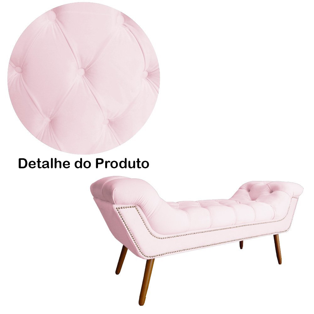 Conjunto Sienna Cabeceira e Recamier Queen 160 Cm Suede Rosa Bebe - LM DECOR - 5