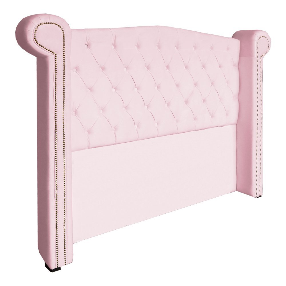 Conjunto Sienna Cabeceira e Recamier Queen 160 Cm Suede Rosa Bebe - LM DECOR - 2