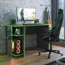 Ver imagem 1 de Mesa Computador Gamer 3875 com Suporte Fone de Ouvido - Qmovi Preto/verde