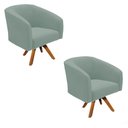 Ver imagem 2 de Poltrona Decorativa Kit 2 Stella Base de Madeira Giratória Mm30 Veludo Cotelê Menta D03 - D’Rossi
