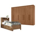 Ver imagem 1 de Guarda Roupa Casal 8 Portas 4 Gavetas Master New e Cama Solteiro com Gavetas Invicta Jatobá