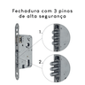 Fechadura Rolete Magnético Alta Segurança Pado Grafite 55mm Fech Zm Rq4 201-55arme Ctl-55 Gp - 3