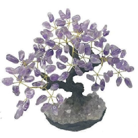 Árvore Ametista 24 Galhos E 120 Pedras - Altura 18 Cm
