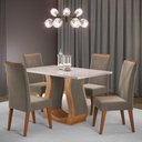 Ver imagem 1 de Mesa de Jantar 4 Lugares Universe com Vidro Mel/perola/off White - Viero Móveis