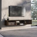 Ver imagem 3 de Rack de Parede Sala TV 75 Ripado 2 Nichos 175 cm Madeira Cor Imbuia Rian Idimex