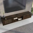 Ver imagem 2 de Rack de Parede Sala TV 75 Ripado 2 Nichos 175 cm Madeira Cor Imbuia Rian Idimex