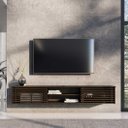 Ver imagem 1 de Rack de Parede Sala TV 75 Ripado 2 Nichos 175 cm Madeira Cor Imbuia Rian Idimex