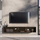 Ver imagem 4 de Rack de Parede Sala TV 75 Ripado 2 Nichos 175 cm Madeira Cor Imbuia Rian Idimex