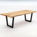 Ver imagem 1 de Mesa Jantar Madeira Maciça Borda Orgânica Tampo Único 2x0,97