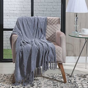 Manta P/ Sofá - Boras Chenille - 2 Lugares - 1,70m X 1,25m - Cinza - Niazitex Dohler