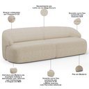 Ver imagem 4 de Sofá 4 Lugares Curvo Orgânico com 02 Poltronas para Sala Living 280cm Barolo L06 Linho Bege Escuro -