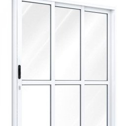 Porta de Aluminío de Correr 213x150cm 3 Folhas com Divisão e Vidro Riobras - 3 Porta de Aluminío de Correr 213x150cm 3 Folhas com Divisão e Vidro Riobras - 3