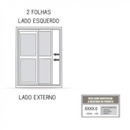 Porta de Aluminío de Correr 213x150cm 3 Folhas com Divisão e Vidro Riobras - 4 Porta de Aluminío de Correr 213x150cm 3 Folhas com Divisão e Vidro Riobras - 4