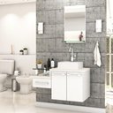 Ver imagem 1 de Conjunto Balcão C-cuba Q32 e Espelheira Legno 831 Branco Chess C-preto Ônix Branco Chess C-snow