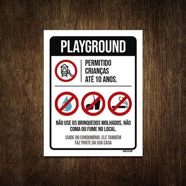 Placa Regras Normas Uso Playground 27X35