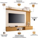 Ver imagem 3 de Painel para TV 55 pol com Bancada Suspensa Lake B01 Cinamomo Off White - Lyam Decor
