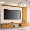 Ver imagem 1 de Painel para TV 55 pol com Bancada Suspensa Lake B01 Cinamomo Off White - Lyam Decor