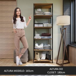 Guarda-roupa Closet Modulado Valencia 59cm Rustic/preto Madesa - 5