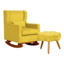 Ver imagem 1 de Poltrona c/ Puff Balanço Amamentação Aurora Suede Amarelo