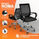 Ver imagem 3 de Kit 2 Cadeiras de Escritório Diretor Roma Assento Madeira Multilaminada Encosto Mesh Preta
