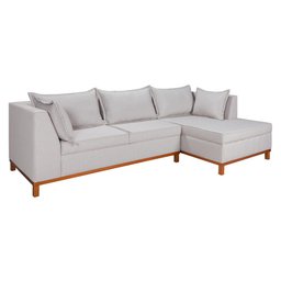 Sofá Malta com Chaise Linho Fixo Império Estofados - 2