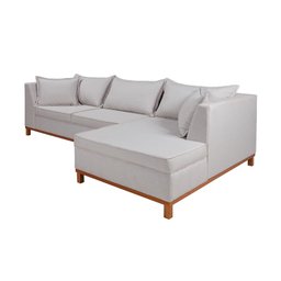 Sofá Malta com Chaise Linho Fixo Império Estofados - 4