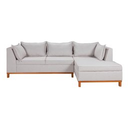 Sofá Malta com Chaise Linho Fixo Império Estofados - 3