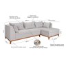 Sofá Malta com Chaise Linho Fixo Império Estofados - 5