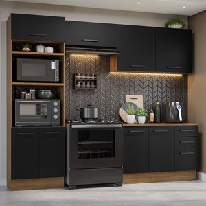 Armário de  Cozinha Completa 270cm Rustic/Preto Agata Madesa 07