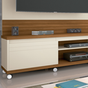 Ver imagem 3 de Home Theater Tv de até 55 Polegadas Pés em Rodízios Quatro Prateleiras Cedro - Giga Móveis:off White