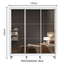 Ver imagem 3 de Guarda-Roupa Casal Madesa Mônaco 3 Portas de Correr de Espelho com Pés Branco Cor:Branco
