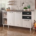 Ver imagem 1 de Balcão de Cozinha Star New 3 Portas 2 Gavetas Preto - Telasul