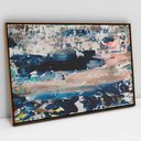 Ver imagem 1 de Quadro Decorativo em Canvas Pincelada Azul TaColado Moldura Flutuante 4,5cm Freijó 120 x 80cm