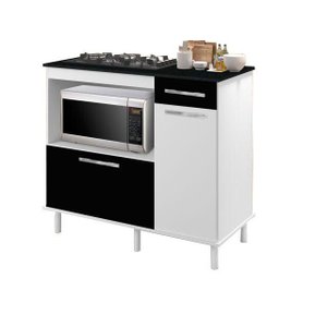 Balcao Honduras cor BR / PRETO p/ cooktop 5 bocas e p/ Forno PASSE BEM