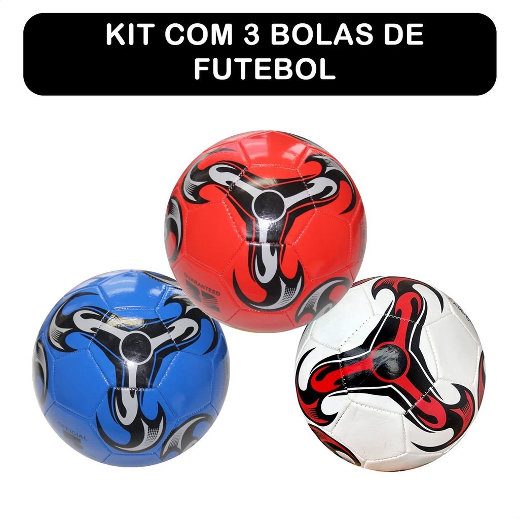 Kit 3 Bolas de Futebol Campo Tamanho 5 Sintético Sortidas - 3