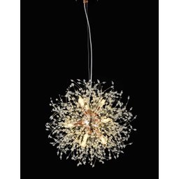 Lustre Pendente Dente de Leão Redondo Rose Gold Cristais 9G9 50cm - 1