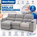 Ver imagem 3 de Sofá 3 Lugares 2,30m Retrátil e Reclinável Malibu Bom Pastor Linho Cinza