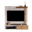 Ver imagem 1 de Painel Suspenso Tv 32 Polegadas Prateleira Nicho Porta de Correr Sala Quarto Flow - Off/nature