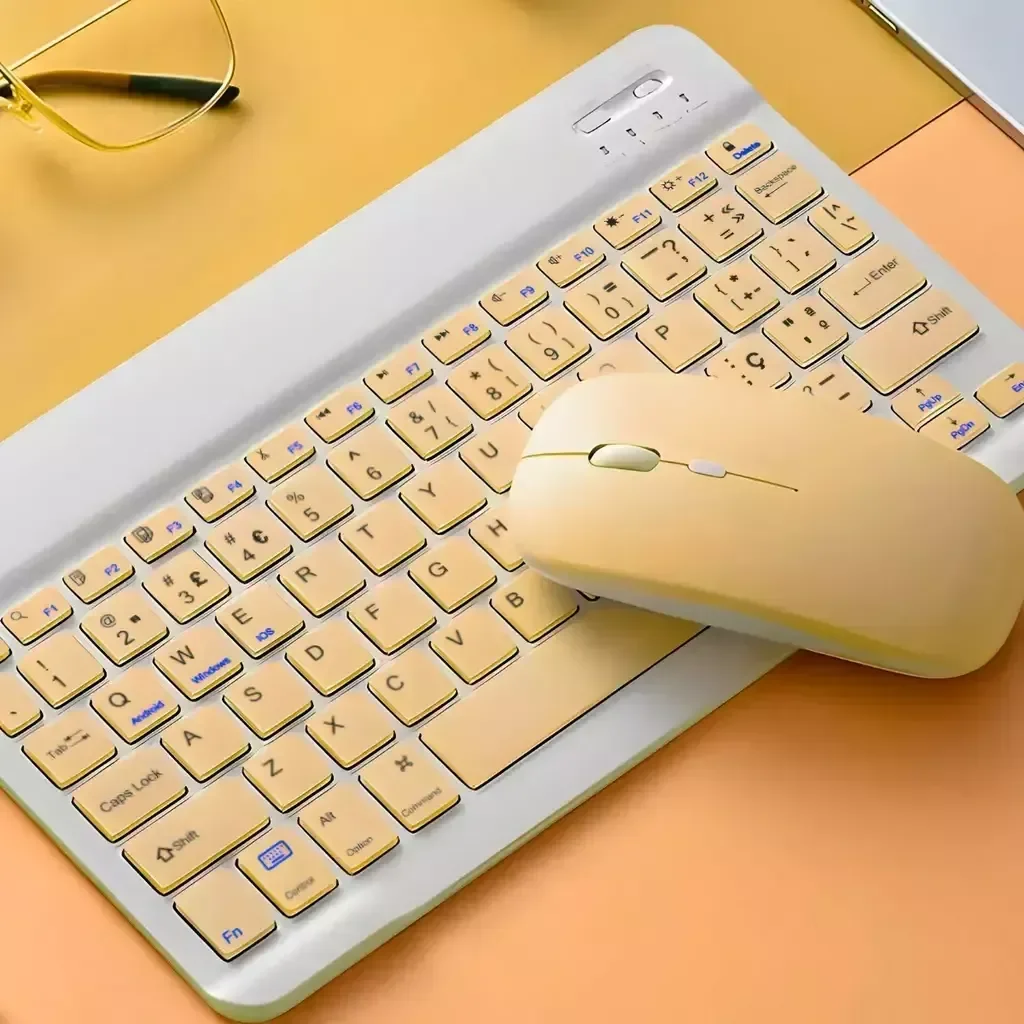 Ver imagem 2 de Teclado sem Fio Bluetooth Recarregável com Mouse - Amarelo