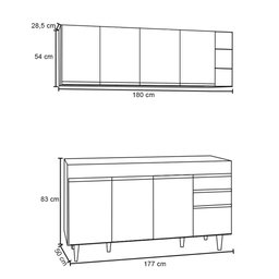 Armário Nevada e Balcão para Pia 180cm Dallas Branco - Lumil - 4