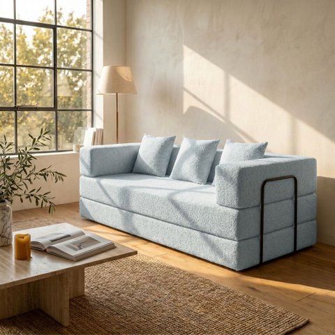 Sofá Cama 3 Lugares na Caixa 190 cm Capri Bouclê B05 - D'Rossi