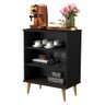 Aparador Buffet Sala com Prateleira Pés Palito Retrô Bruno - Preto - 2
