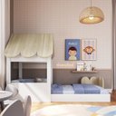 Ver imagem 2 de Cama Montessoriana Casinha com Colchão Incluso Branco/Carvalho Araguaia