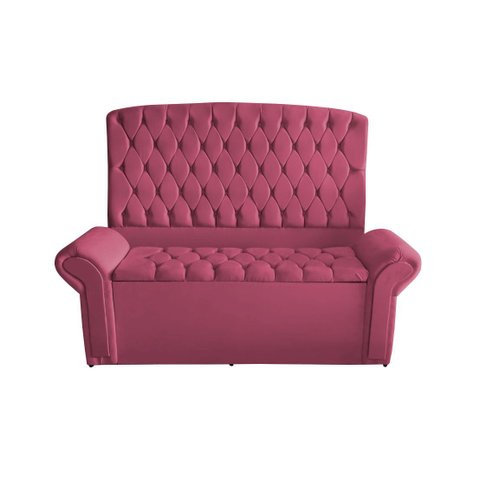 Kit Dubaí Cabeceira de Cama Box Casal e Recamier Baú Solteiro 90 Cm Suede Rosa Bebê do Lar Móveis
