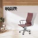 Ver imagem 2 de Cadeira de Escritório Esteirinha Base Cromada com Rodinha Fortt Praga Marrom - Cef02-m