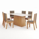 Ver imagem 2 de Conjunto Sala de Jantar Mesa Dora 160cm Tampo MDF Canto Reto 06 Cadeiras Evelin