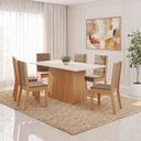 Ver imagem 1 de Conjunto Sala de Jantar Mesa Dora 160cm Tampo MDF Canto Reto 06 Cadeiras Evelin