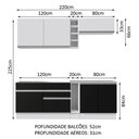 Ver imagem 4 de Armário de Cozinha Completa 220cm Branco/Preto/Branco Parma Madesa 03